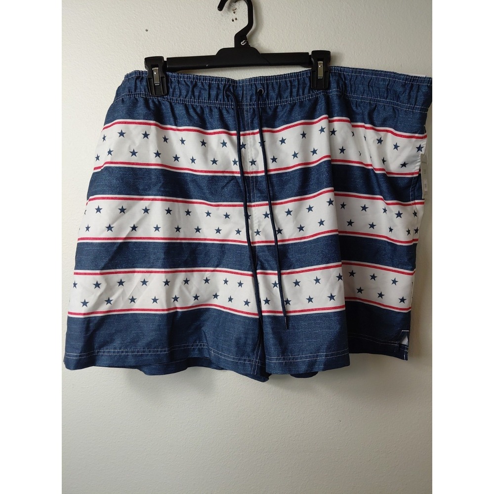 George Swimming Trunks Sz 3XL Red White& Blue Patriotic 4th Of July Net Lined